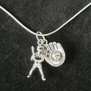 Baseball .925 Sterling Silver 22" Necklace